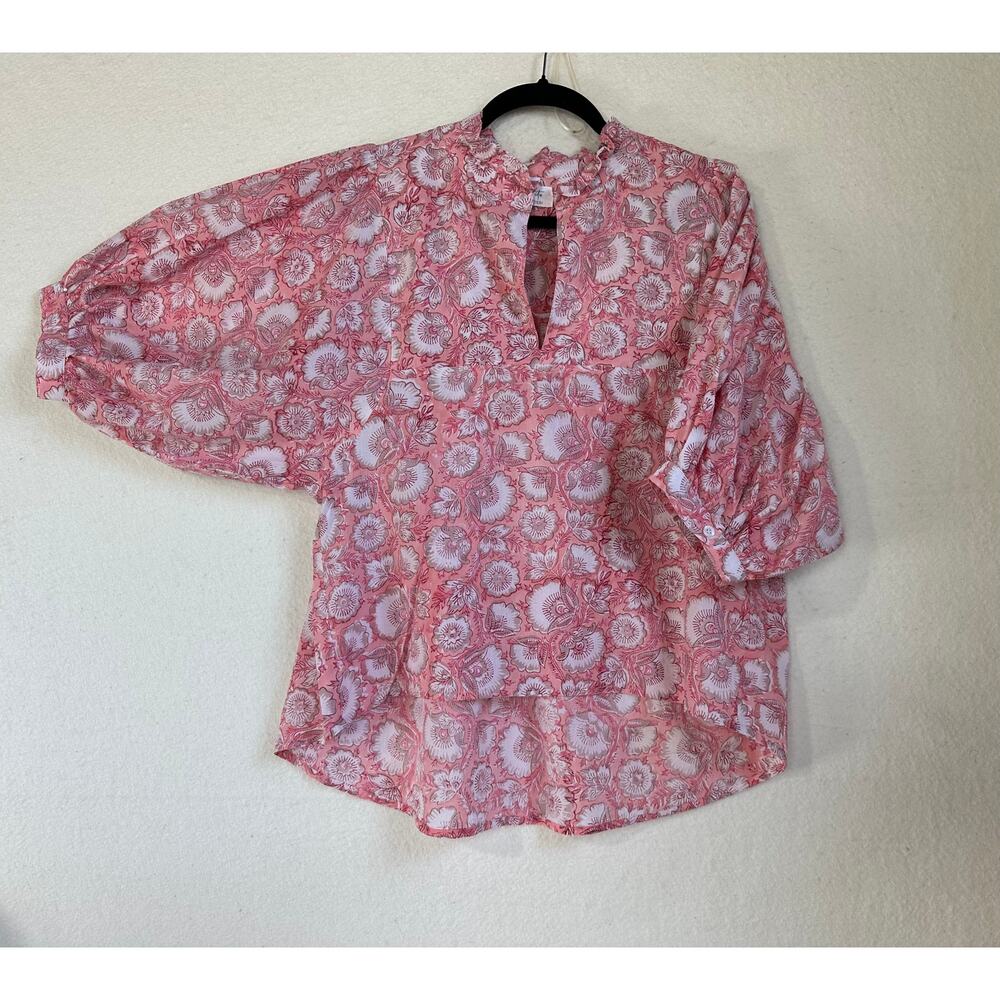 Spritz Women's Cotton Pink/White Floral Blouse size S/M